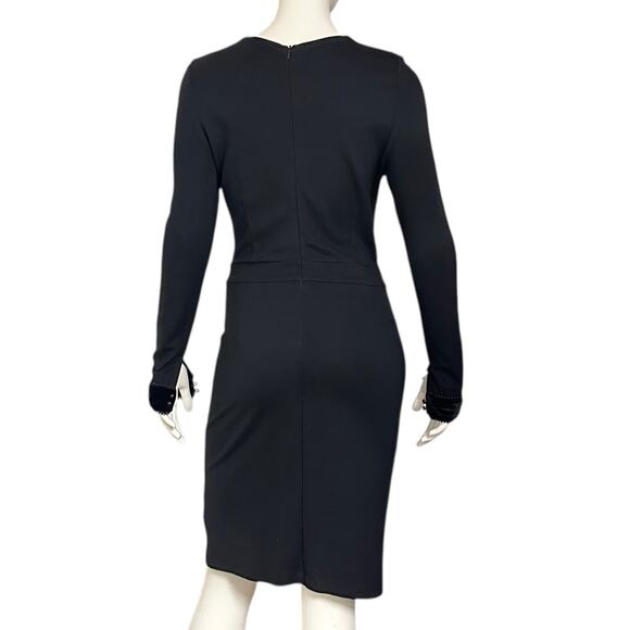 Leo & Ugo Paris Black Midi Dress Bow Detail French Minimalist Size Medium - Picture 6 of 14